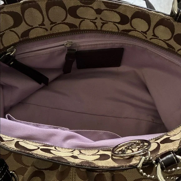 Coach Tan and Brown Signature Shoulder Bag - Picture 2 of 6